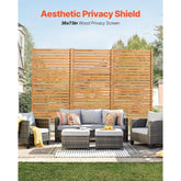 Wooden Freestanding Privacy Screen 36 x 76 inch Outdoor for Patio